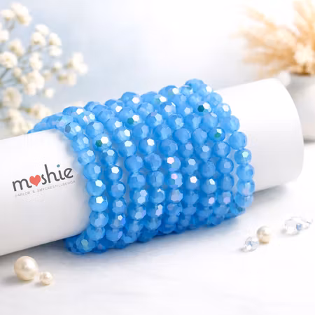 Fasetterade skyblue glaspärlor 4mm jade med AB-plätering 90st