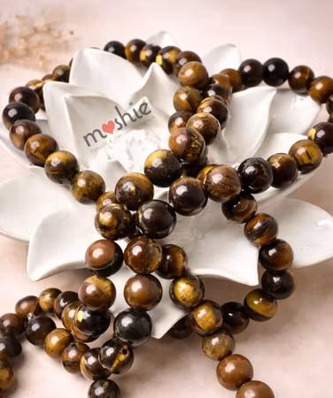 Sträng Naturlig tigeröga 8mm äkta kristall 48st