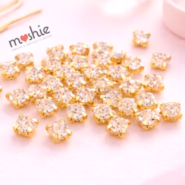 Krysspärlor med rhinestones av kristallglas mässing i guld 3 mm 100st