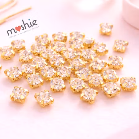 Krysspärlor med rhinestones av kristallglas mässing i guld 3 mm 100st