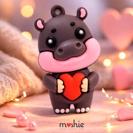 Flodhäst av PVC 49mm berlock till nyckelring eller hänge