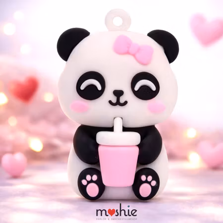 Panda av PVC 44mm berlock till nyckelring eller hänge