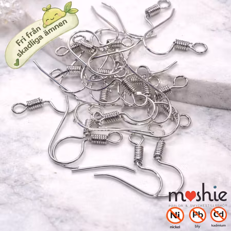 Örhängeskrokar nickelfria av mässing i platinum 50st
