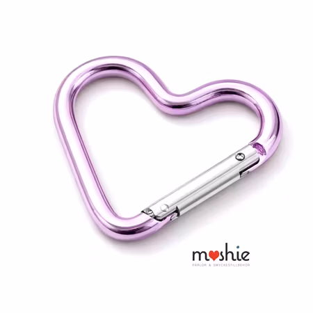 Karbinhake hjärta av aluminium metallic rosa 44mm 1st