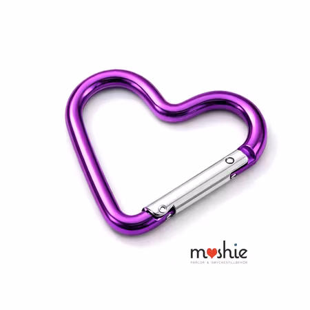 Karbinhake hjärta av aluminium metallic lila 44mm 1st