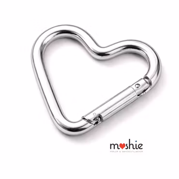 Karbinhake hjärta av aluminium metallic silver 44mm 1st