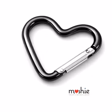 Karbinhake hjärta av aluminium metallic svart 44mm 1st