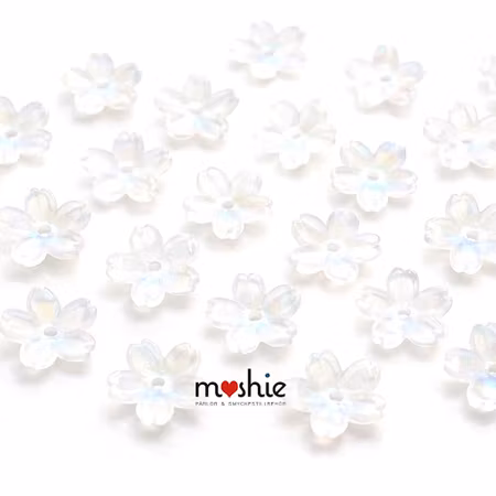 Blommor av glas vita elektropläterade AB 10mm 20st