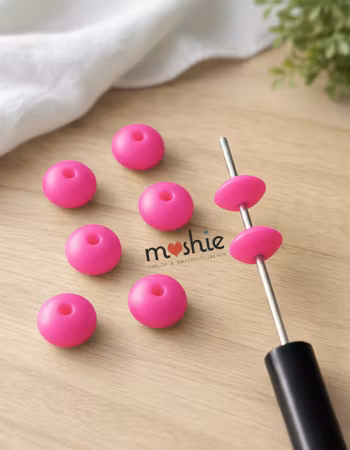 Rondeller av silikon hot pink 12mm 10st