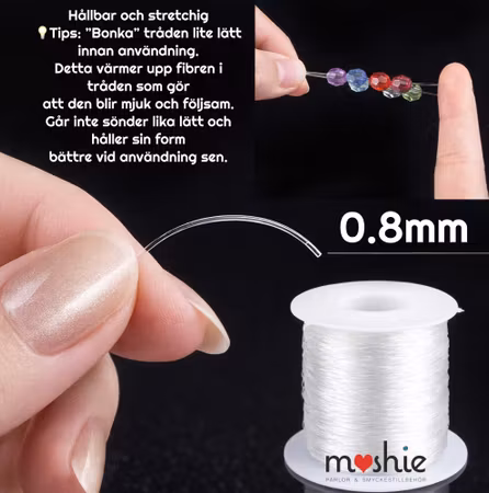 Stor rulle elastisk tråd 0,8mm 100 meter crystal clear