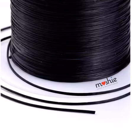 Rulle elastisk platt svart tråd 0.8mm 10 meter