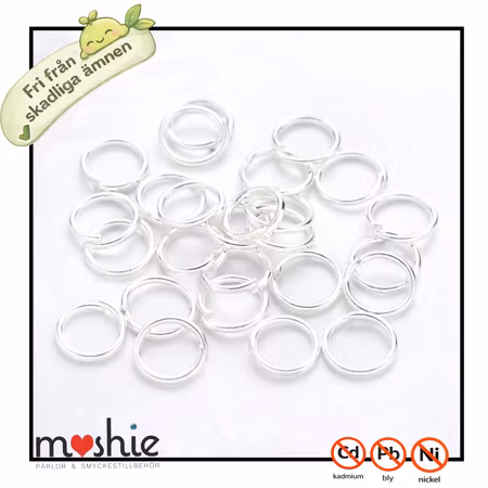 Bindringar nickelfria av järn 6mm silver 100st