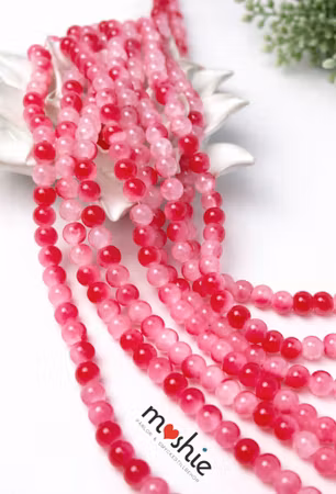 Sträng med dovt krackelerade jadeimitation av glas, christmas, 6mm (140st)