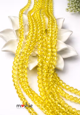 Sträng glaspärlor, elektropläterade AB-färgade, yellow, 6mm (70st)