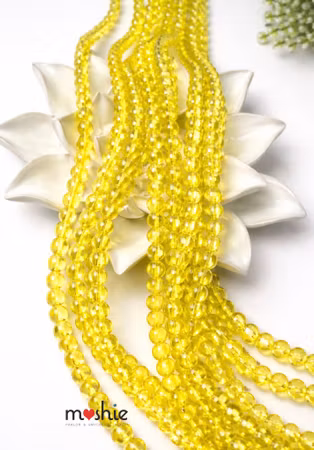 Sträng glaspärlor, elektropläterade AB-färgade, yellow, 6mm (70st)