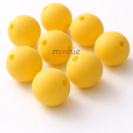 Runda silikonpärlor gul 15mm 10st