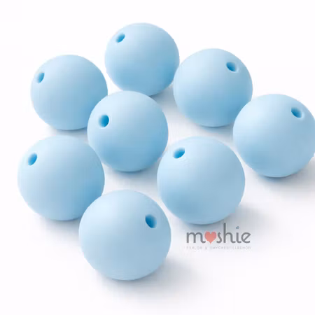 Runda silikonpärlor babyblå 15mm 10st