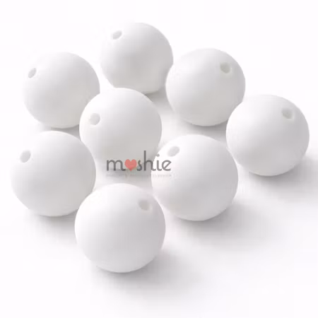 Runda silikonpärlor vit 15mm 10st