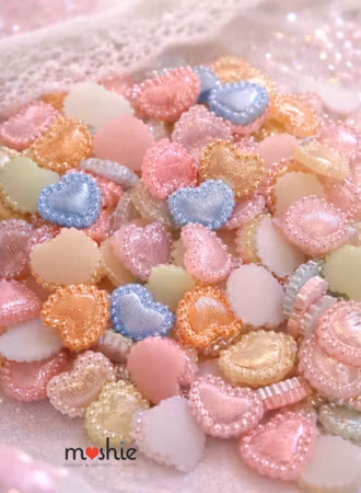 Hjärtan cabochons i pastellmix 14mm 50st