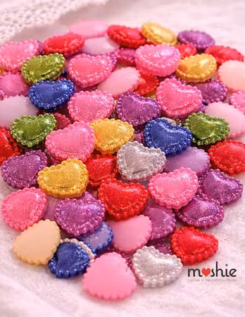 Hjärtan cabochons i färgglad mix 14mm 50st