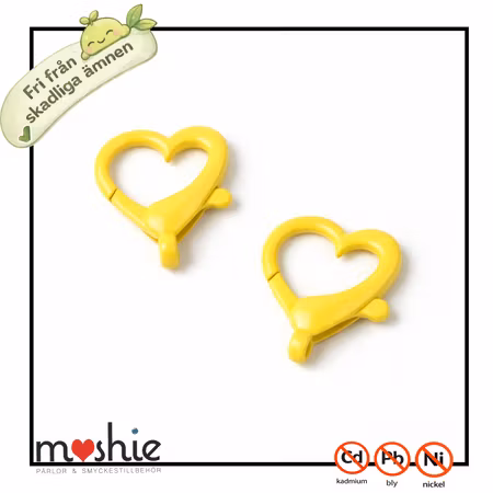 Karbinhake gul hjärta i blandmetall 26mm 2st