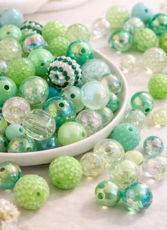 Stora pärlor till penna, green life, 15-20mm (10st)