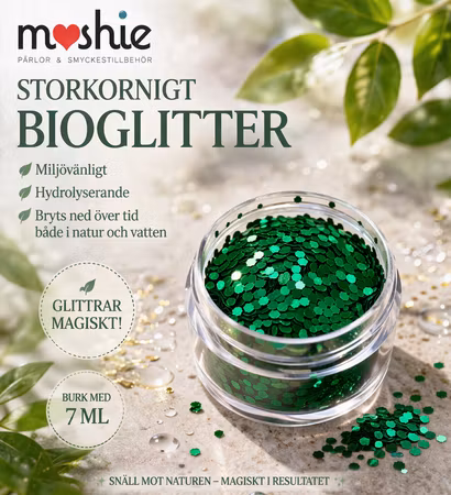 Glitter i smaragdgrön miljövänligt storkornigt 7ml