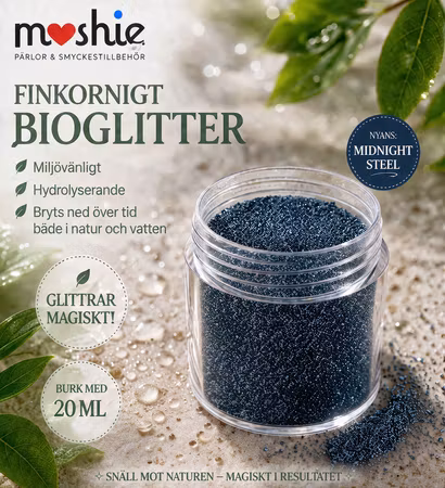 Glitter i midnight steel miljövänligt finkornigt 20ml