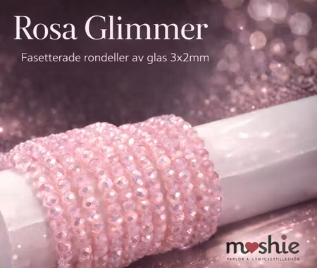 Fasetterade rondeller av glas rosa glimmer 3x2mm 135st