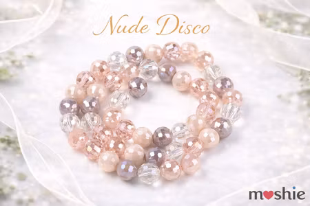 Fasetterade runda pärlor av glas 8mm Nude Disco 50st