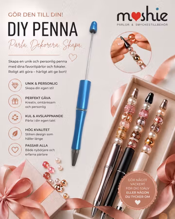 Pärla en penna, cyan metallic, DIY