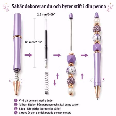 Pärla en penna, svart, DIY