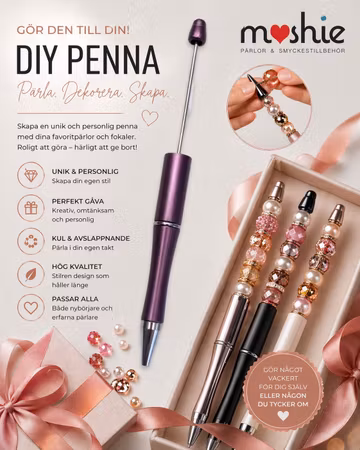 Penna med plats för pärlor dark mauve metallic
