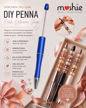 Penna med plats för pärlor dark royal blue metallic