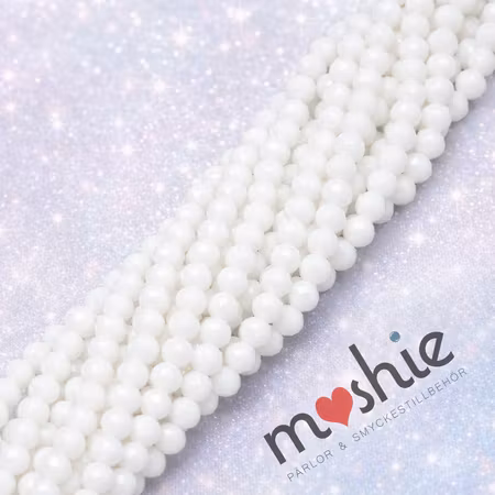 Fasetterade småttisar runda vita glaspärlor 2,5mm 140st