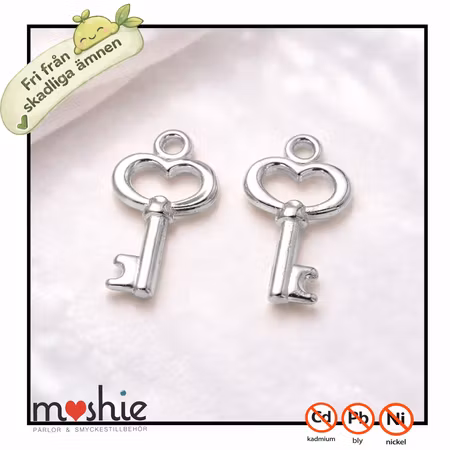 Berlocker skeleton key nickelfria silver 15mm 5st