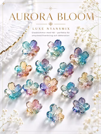 Blommor av glas 12mm hål i mitten Aurora Bloom 20st