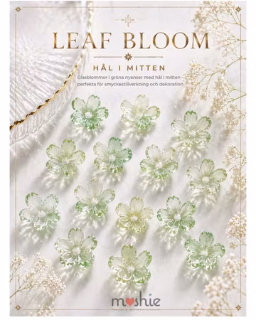 Blommor av glas 12mm hål i mitten Leaf Bloom 20st