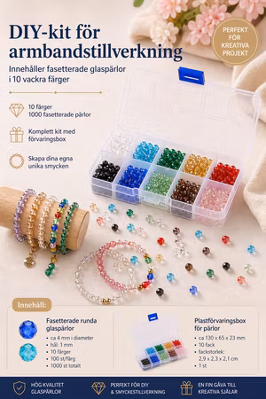 Perfekta mixen med fasetterade glaspärlor 4mm för armbandstillverkning 1000st