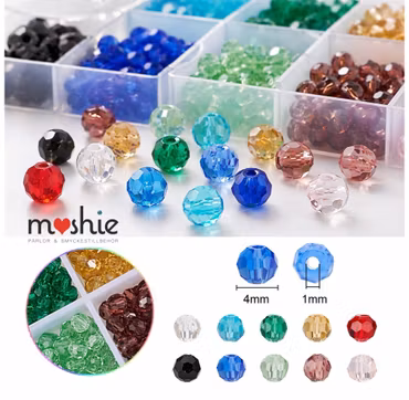 Perfekta mixen med fasetterade glaspärlor 4mm för armbandstillverkning 1000st