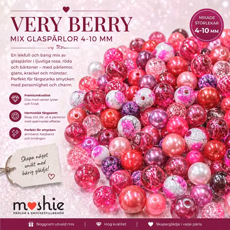 Mix med glaspärlor Very Berry 4-10mm 80-100g