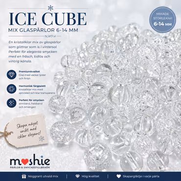 Mix med glaspärlor Ice Cubes 6-14mm 80-100g