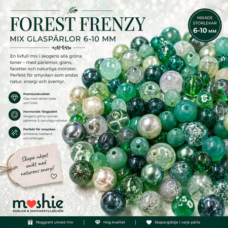 Mix med glaspärlor Forest Frenzy 6-10mm 80-100g