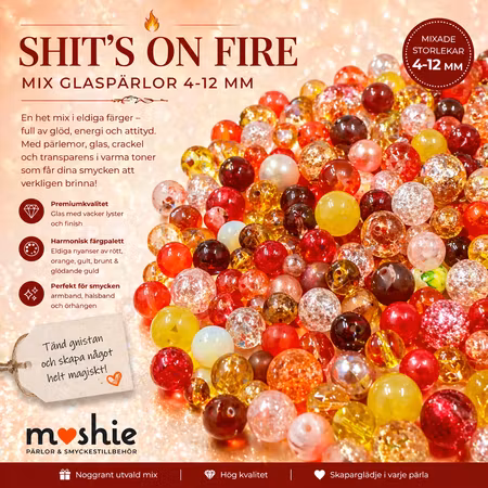 Mix med glaspärlor Shits on fire 4-12mm 80-100g