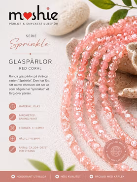 Glaspärlor 4mm runda på sträng Sprinkle Red Coral 200st