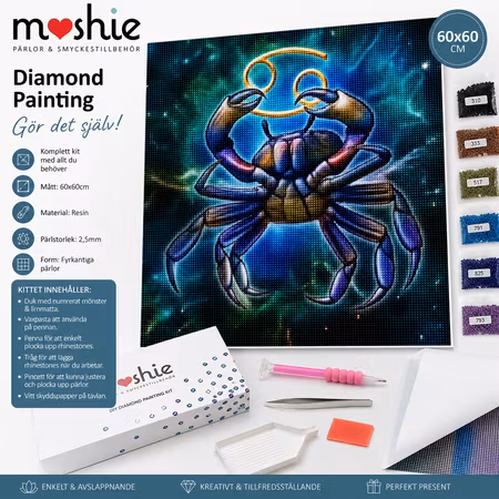 Diamond Painting 60x60 fyrkantiga stjärntecken kräftan DIY