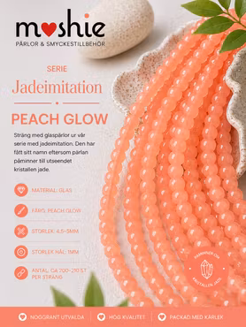 Glaspärlor 4-5mm runda på sträng Jadeimitation Peach Glow 200st