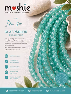 Glaspärlor 8mm runda på sträng Im so… Eucalyptus 100st