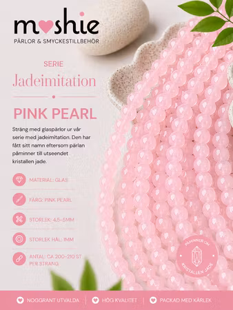 Glaspärlor 4-5mm runda på sträng Jadeimitation Pink Pearl 200st