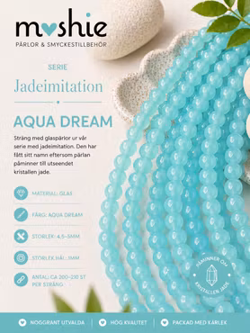 Glaspärlor 4-5mm runda på sträng Jadeimitation Aqua Dream 200st